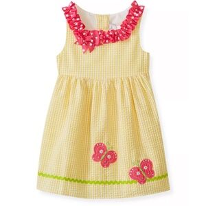 Emily Rose Gingham Seersucker Butterfly Appliqué Dress size 6